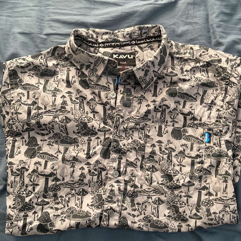 KAVU Men’s Button Down, Large, Mushroom